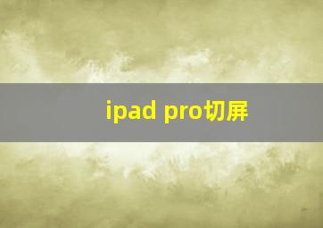 ipad pro切屏